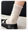 Damen Sommer Leichte Baumwollsocken mit Spitzenrand, offene Strickweise, Tubeless, mit Netzbelüftung, Ballettschnitt, Wadenlänge, ohne Knochen.