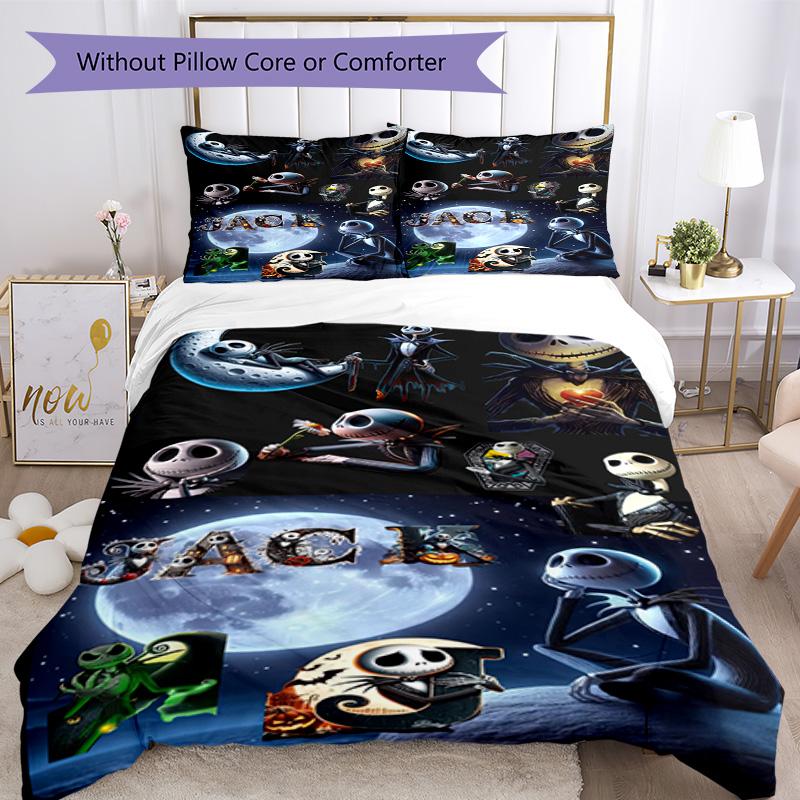 Christmas Nightmare Bedding Set Breathable Duvet Cover with Pillowcases Decorative Bed Linen for Bedroom Home Decoration Birthday Gift