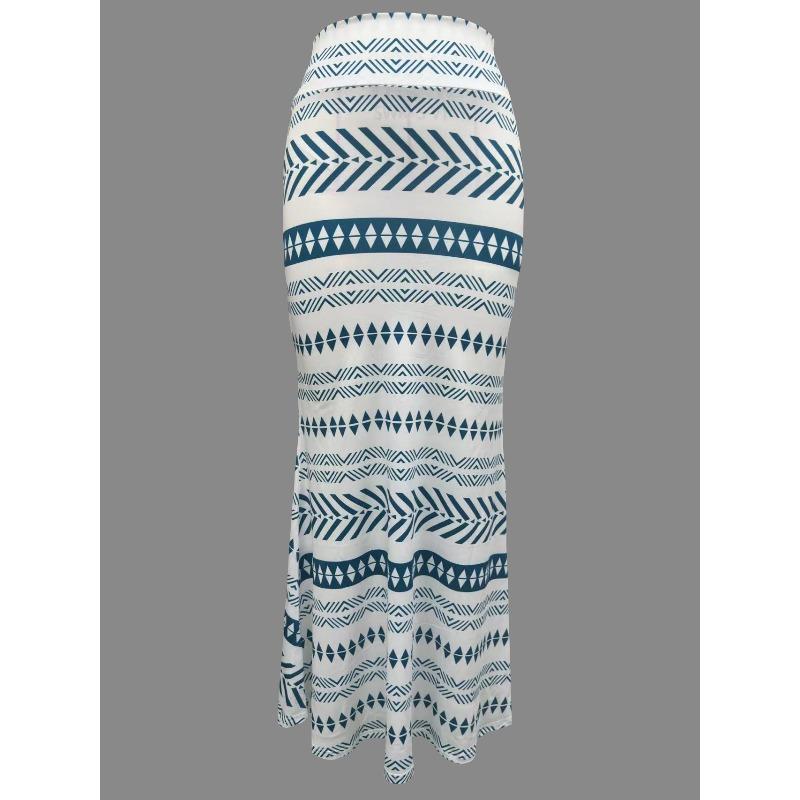Celebrity temperament A-word fishtail skirt women s autumn and winter high waist slim and thin hip-wrapped printed skirt temperament elegant S