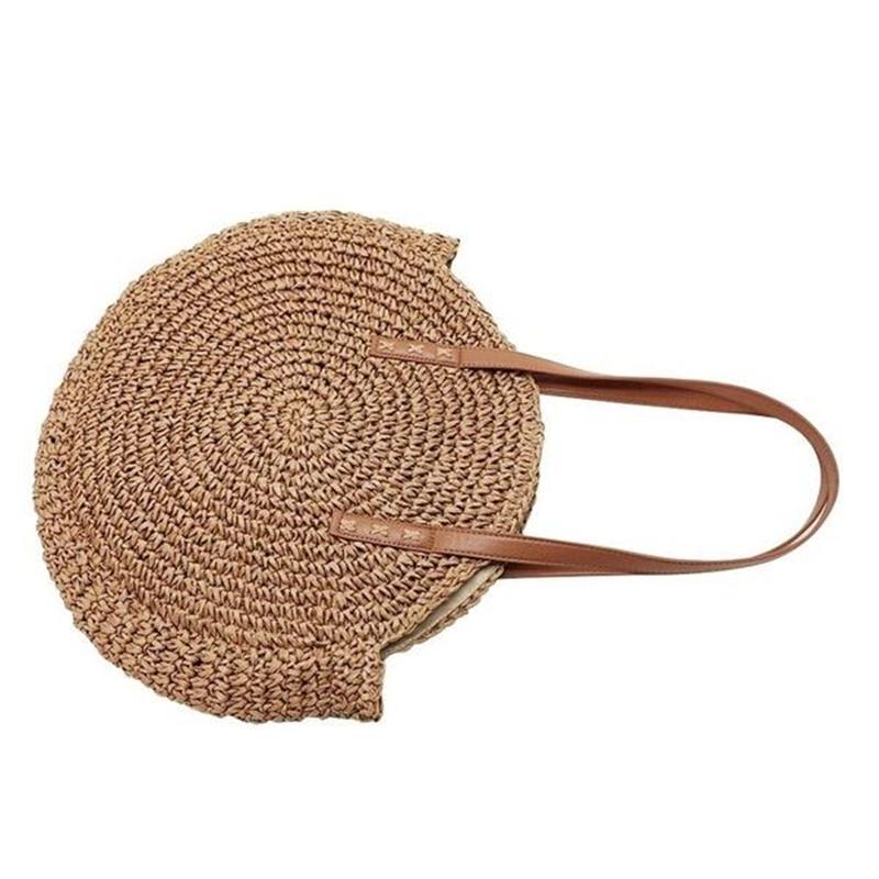 Sommer Outdoor Runde Stroh geflochtene gewebte Strand Reise Sling Bag