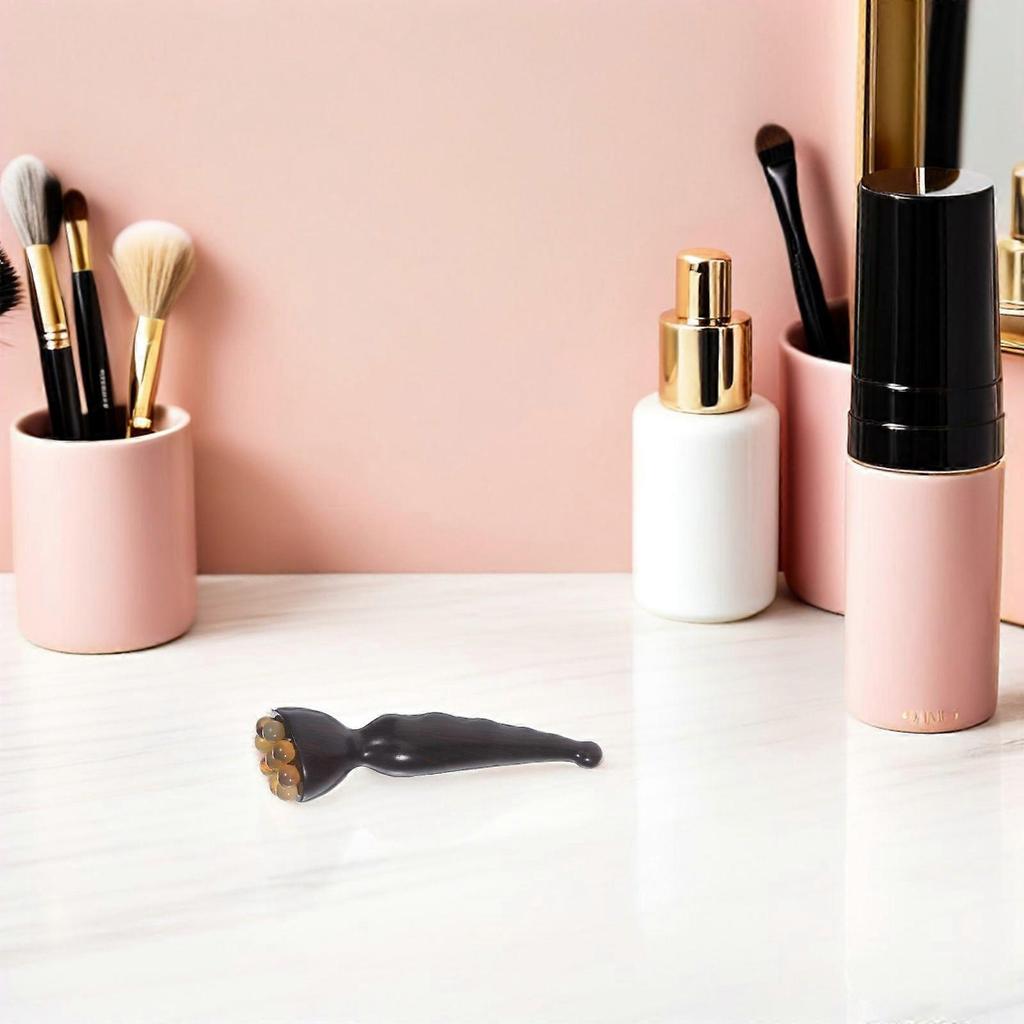 Natural Wood Eye Massager Pen  Skincare Applicator  Wooden Eye Roller Massager Purple Ebony Massage Stick Facial Acupressure Tool for Cream Applicatio