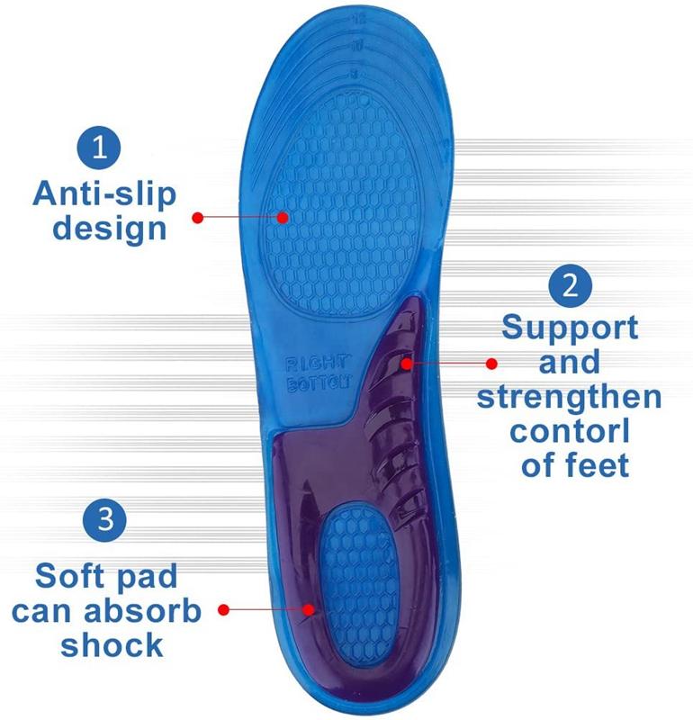 Gel Shoe Insoles Men Woman Soft Non Slip Silicone Insole Comfort Shock-absorbing Shoe Sole plantillas de gel de silicona 1Pair