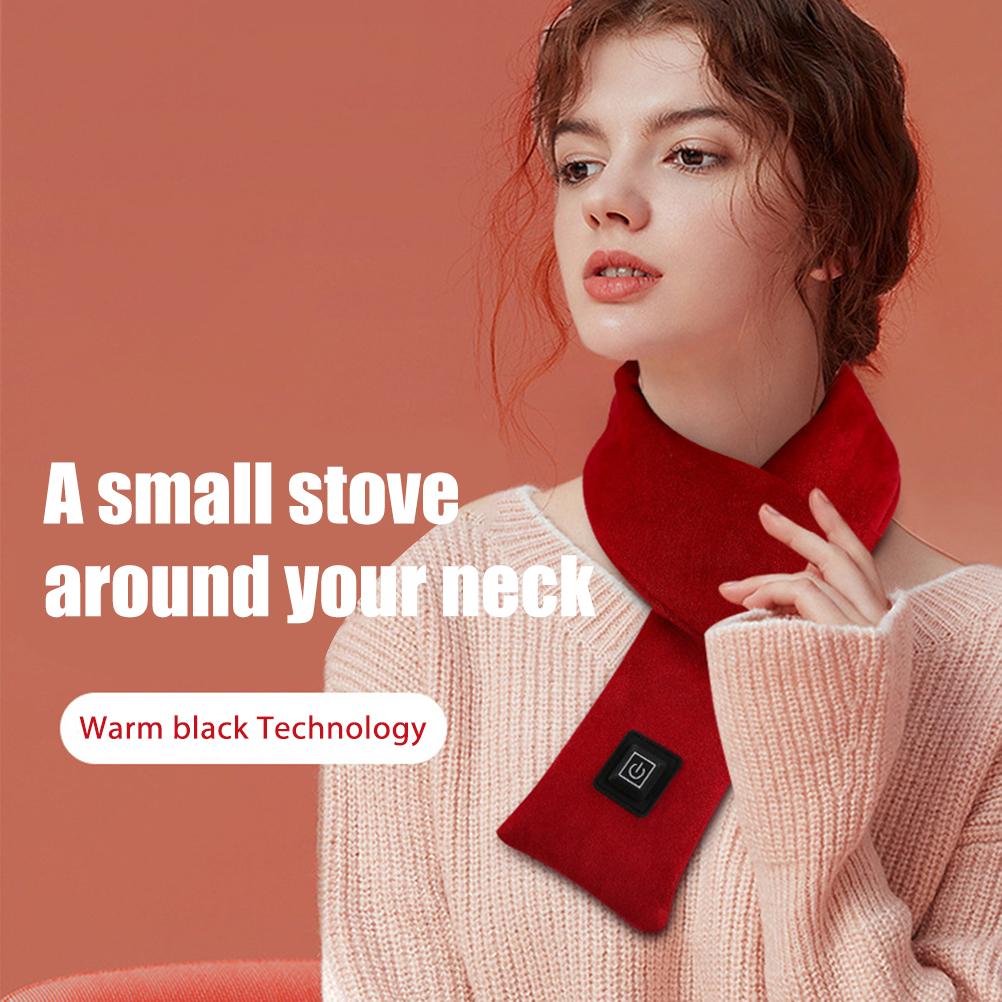 Heated Scarf with 3 Heating Levels Electric Heating Scarf Warm Winter Scarf Heated Neck Wrap for Outdoor Camping Hiking