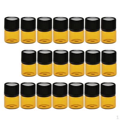 Packs of 20 Pieces Small Vials Bottles Clear Containers - Brown, 1ml