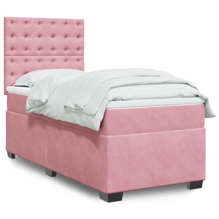 Maison Exclusive - Sommier à lattes de lit avec matelas Rose 100x200 cm Velours