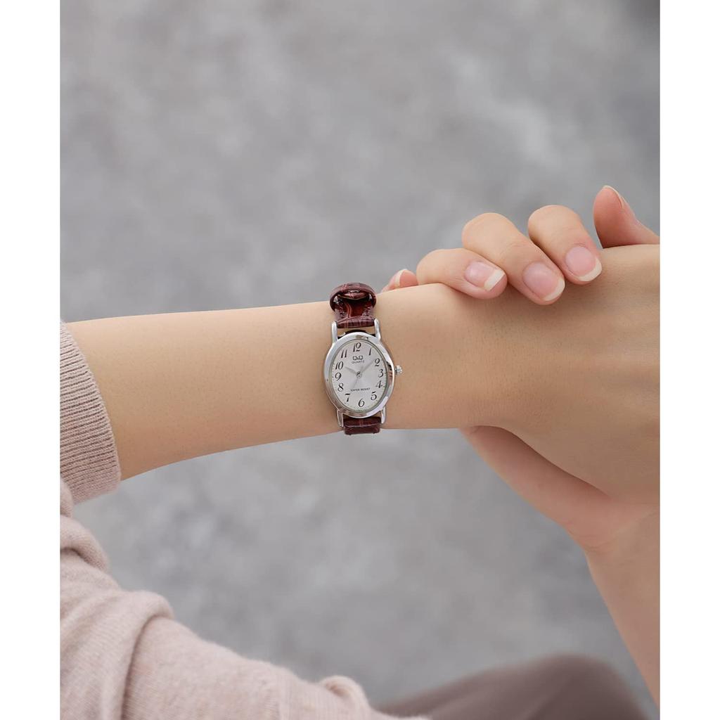 CITIZEN Analog Watch Water Resistant Leather Strap Silver Q&Q VZ89-304 Women's