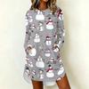 Women's Trendy Casual Christmas Print Long Sleeve Neck Dress for Holiday Party