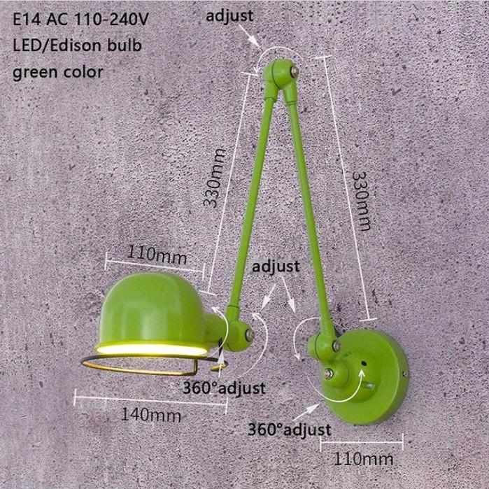 Klasik İskandinav loft endüstriyel tarzı ayarlanabilir Duvar Lambası Vintage aplik duvar ışıkları LED armatür