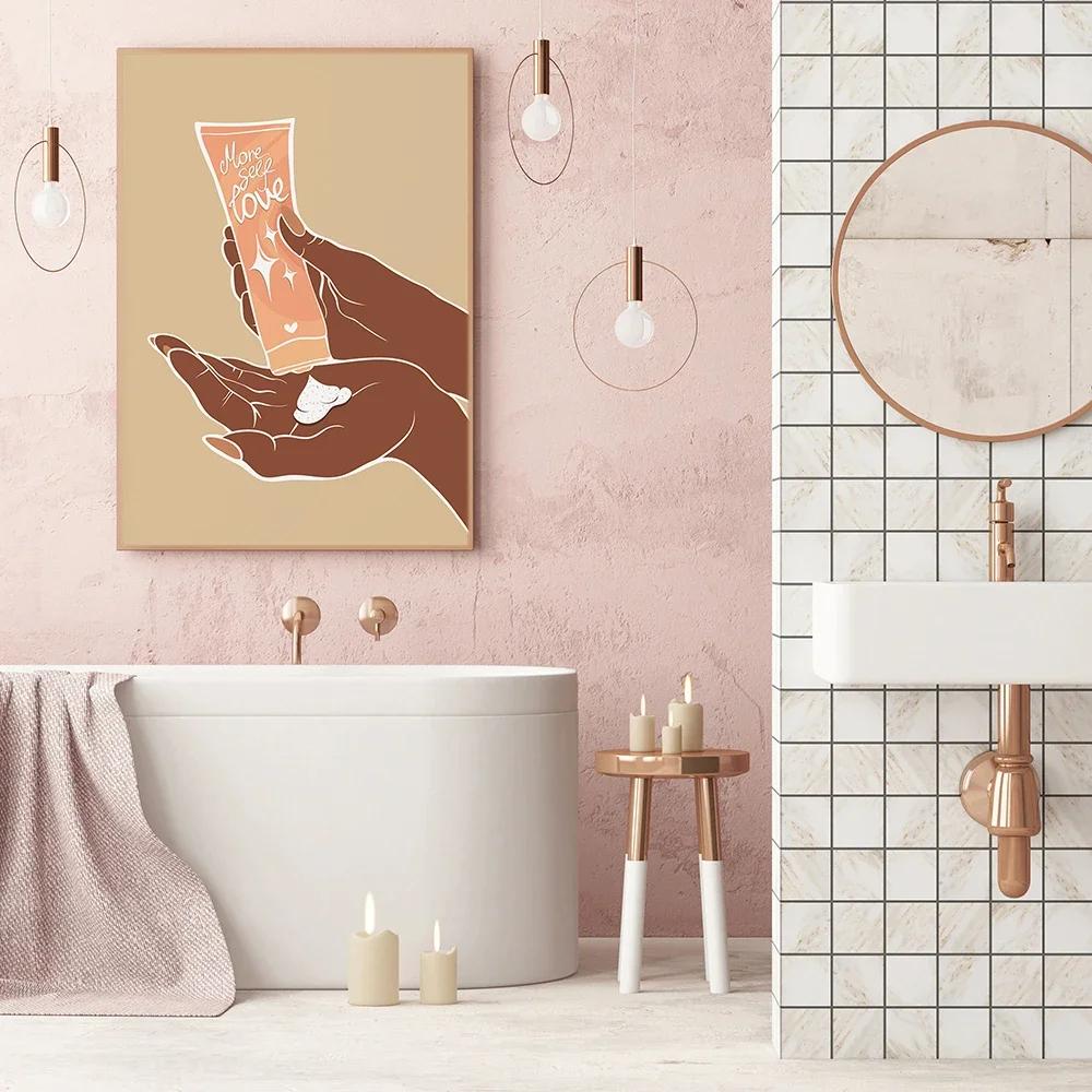 Take A Bath Boho Poster Black Woman Feminism Nordic Art Print Body Care Canvas Painting Wall Picture Living Room Bathroom Decor