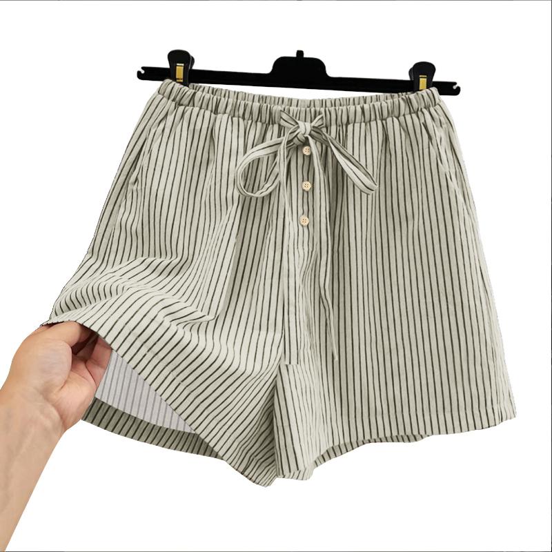 ZANZEA Womens Casual Drawstring Waist Summer Stripe Short Pants