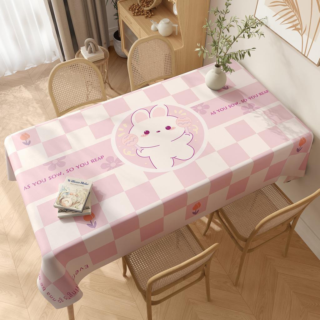 Masa Örtüsü Su Geçirmez ve Yağ Geçirmez Kalıcı PVC Yemek Masası Masa Örtüsü Küçük Taze Çizgi Film Masa Örtüsü Dikdörtgen Sehpa Masa Örtüsü