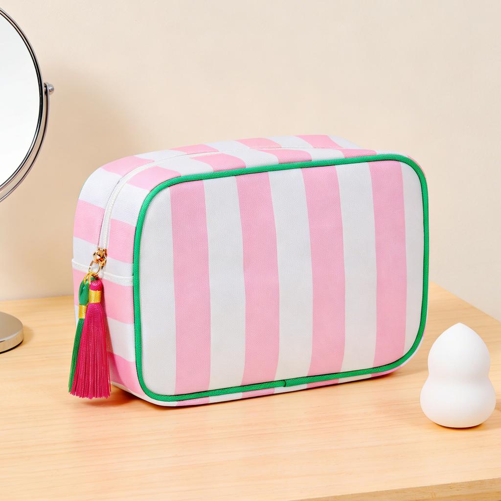 Makeup Bag Travel Cosmetic Bag Organizer Tassel Toiletry Pouch Large Polyester Zipper Pouch Women Skincare Container