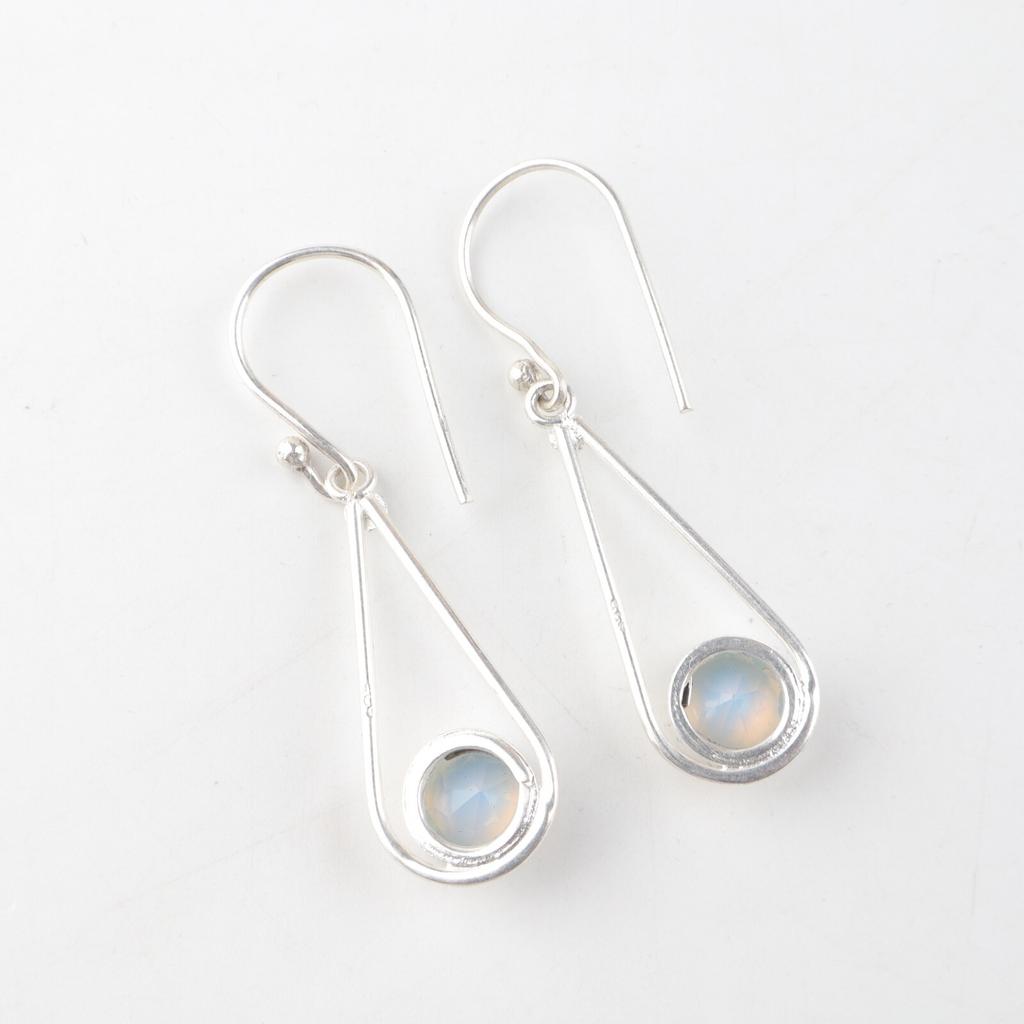 Milky Opal  Gemstone 925 Sterling Silver Jewelry Handmade Dangle Earrings 1.76" EE-126-16