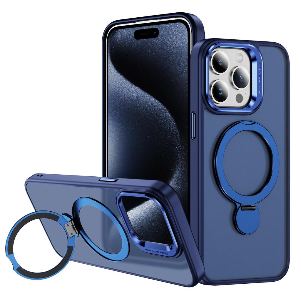 For Apple 15ProMax Mobile Phone Case, Magnetic Suction Shell, Retro Flat Skin-feel Fulcrum Rotating Bracket Mobile Phone Case