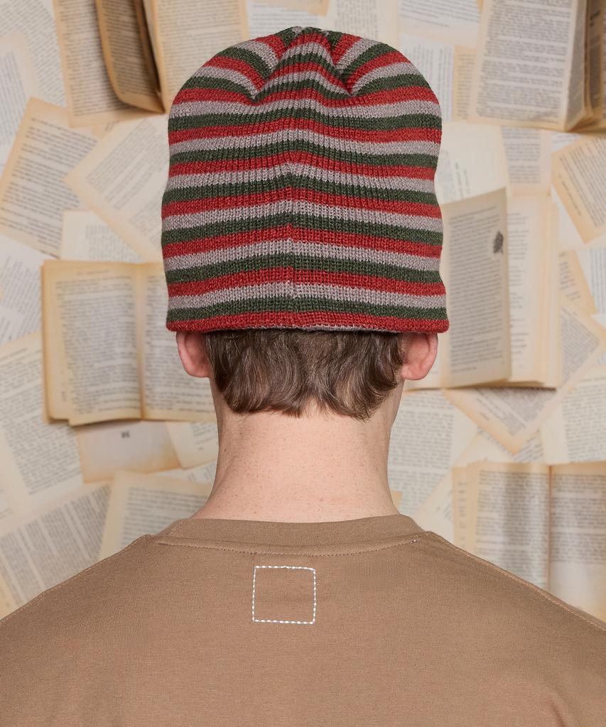 UNALLOYED Logo Striped Beanie / Khaki