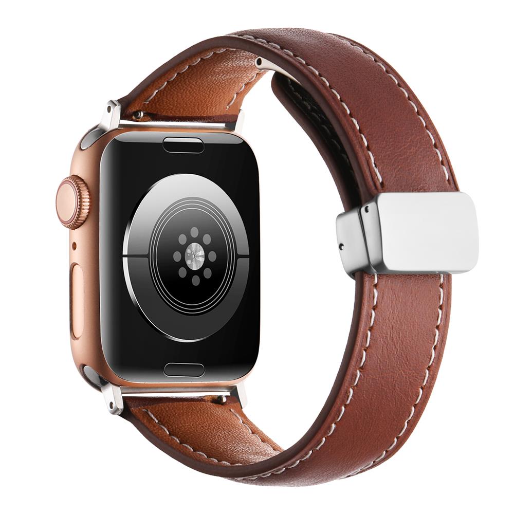 Crazy Horse Magnetic Buckle Women's Genuine Leather Watch Strap,For Apple Watch 42mm 44mm 45mm 49mm iWatch S10 46mm
