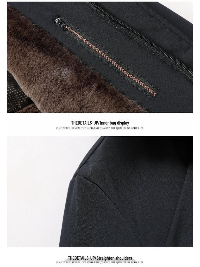 Winter-Baumwolljacke in Übergröße für Väter mit abnehmbarer warmer Kapuze für Männer mittleren Alters und ältere Männer.