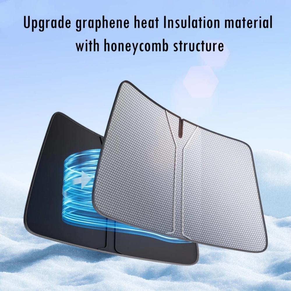Upgraded Graphene Heat Insulation Front Sunshade Windshield For Tesla Model Y Juniper 2025  [Tailored Fit, 99% Sun Protection]
