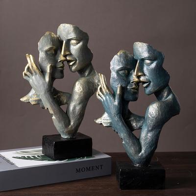 Light Luxury Abstract Art Couple Figure Sculpture Mask Resin Craft Home Decoration