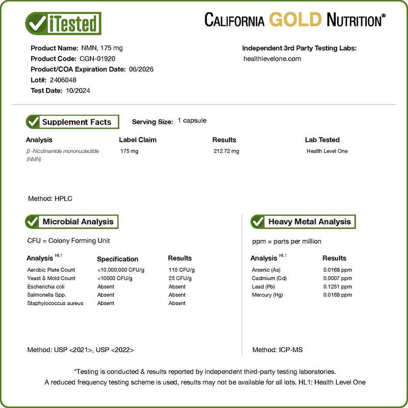 NMN, 175 Mg, 60 Veggie Capsules