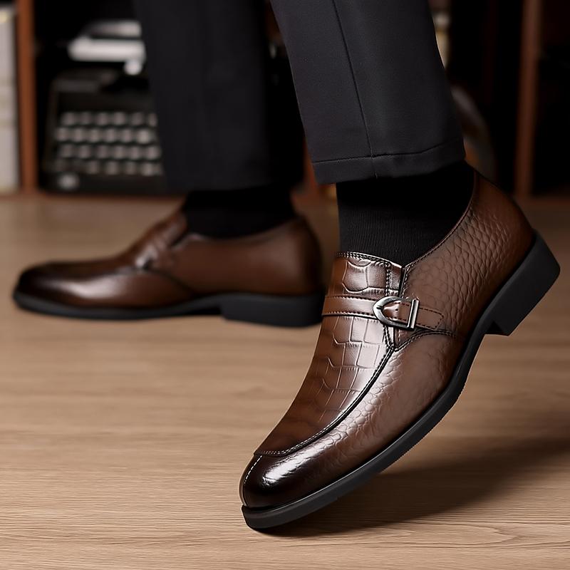 Slip on Business Classic Men's Leather Shoes High qu ality and elegant style DRESS Adult work and office Retro black brown shoes