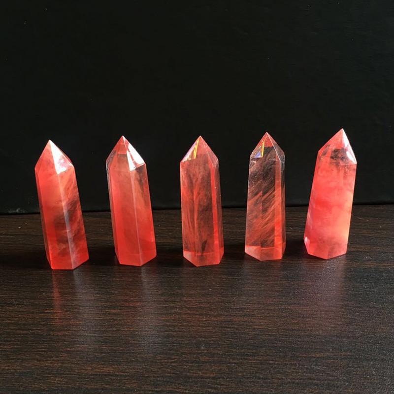 Pretty Red Rare Quartz Crystal Single Terminated Wand Healing Specimen Decor
