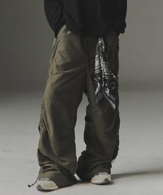 NOT4NERD Side Shirred Nylon Pants - Khaki