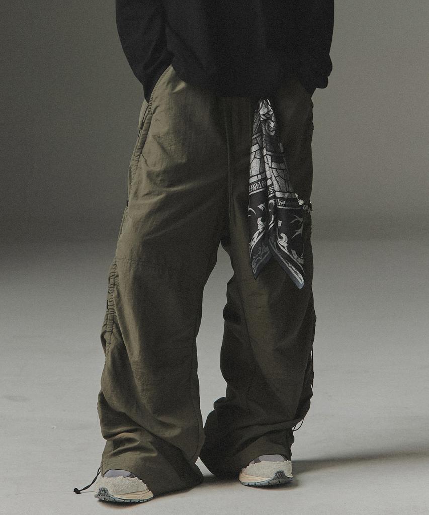 NOT4NERD Side Shirred Nylon Pants - Khaki