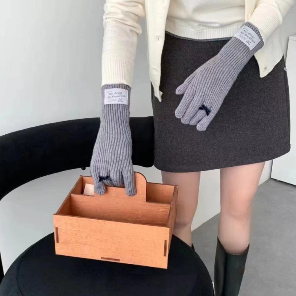 

Вязаные перчатки Harajuku Bow, корейские теплые перчатки для верховой езды, милые женские зимние перчатки для мужчин style 3