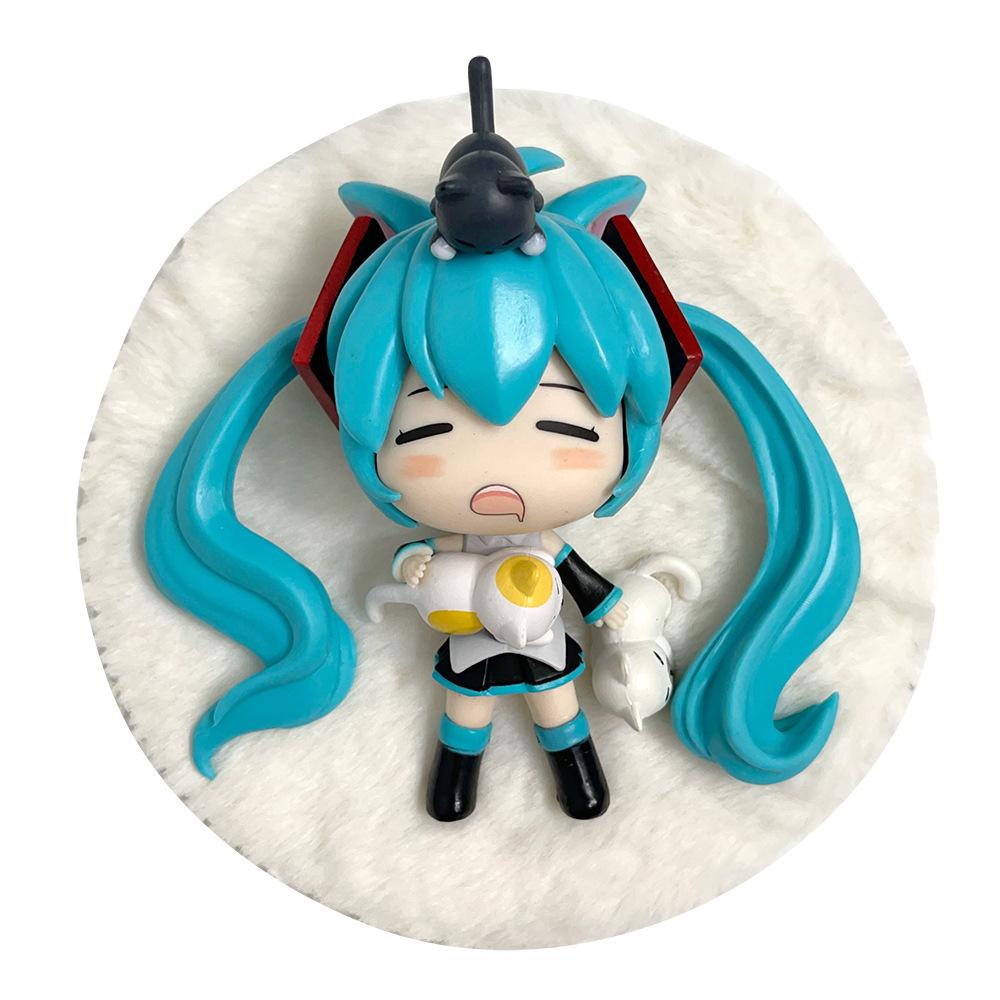 Em Estoque Anime Hatsune Miku Versão Q Feito à Mão Figuras de Ação Dormindo Modelo de PVC Decoração Moda de Animação Brinquedo Presentes de Feriado
