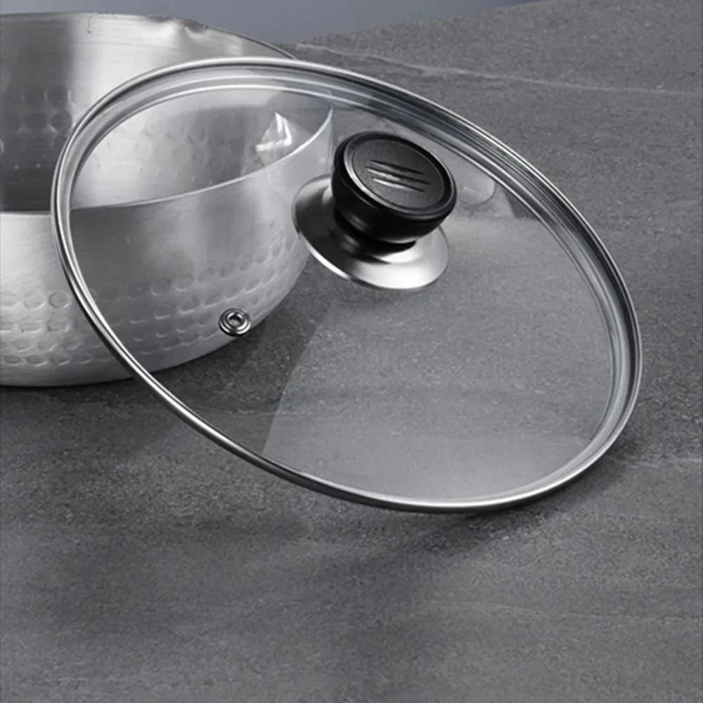 Durable Universal Pot Cover Tempered Glass Round Pot Lid Visible Stainless Steel Cookware Parts Kitchen Accessories
