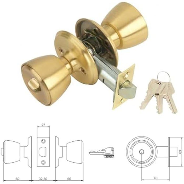 Serrure - MCM - 501B/3.3 - Verrou Bouton - Mécanisme à cylindre - Réversible