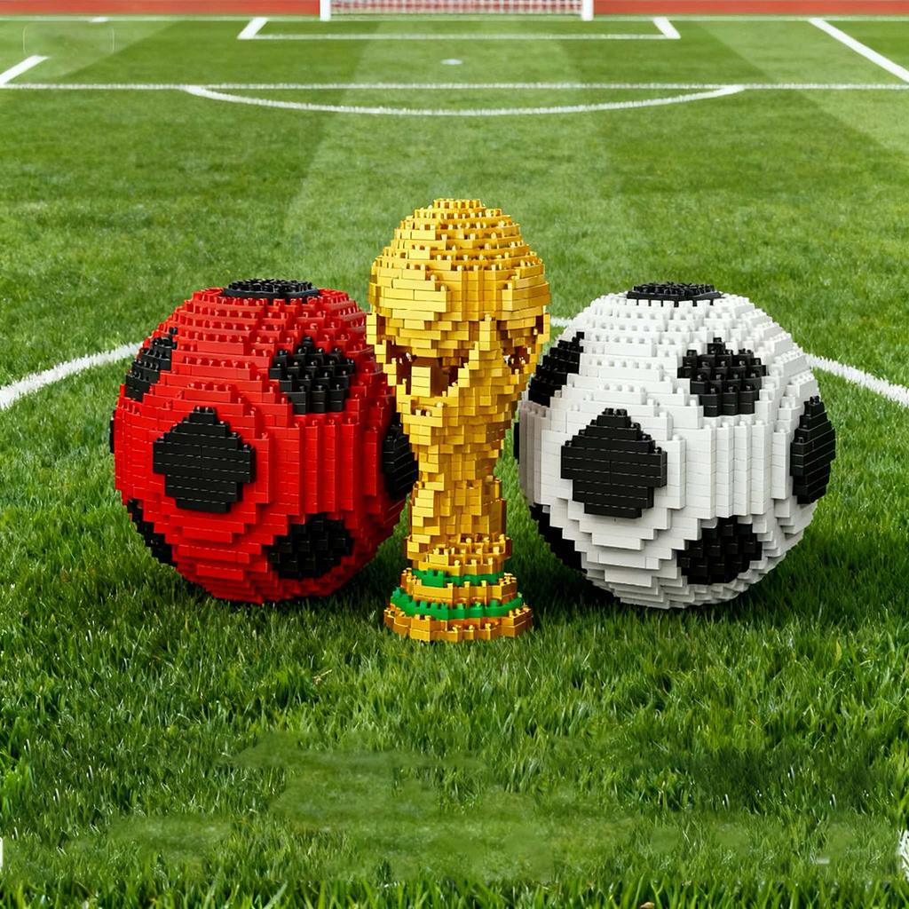 World Cup Football Building Blocks Model Monument Trophy Collection Ornament 3PCS Creative Toy Gift
