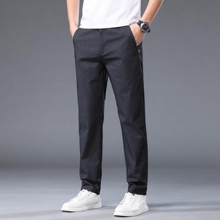 New Business Casual Trousers High Elasticity Straight Leg High End Mens Summer Spring Casual Pants 28 чёрный