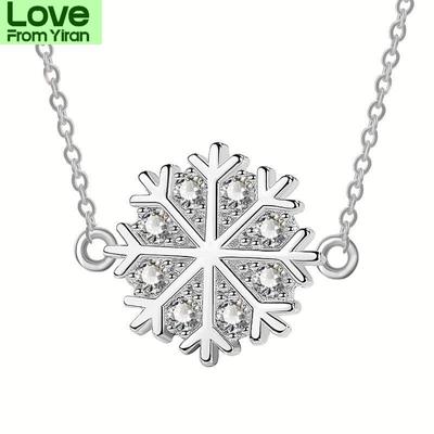 Colar de floco de neve feminino, corrente de clavícula de prata esterlina S925, simples e vento frio, pessoas pequenas dão presentes para amigos
