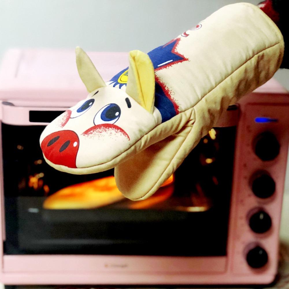

Non-slip Oven Mitten Cartoon Insulated Gloves Durable Pig Microwave Glove Baking