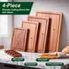 Set of 4 Non-Toxic Solid Sapele Wood Cutting Boards with Holder and Juice Grooves for Kitchen