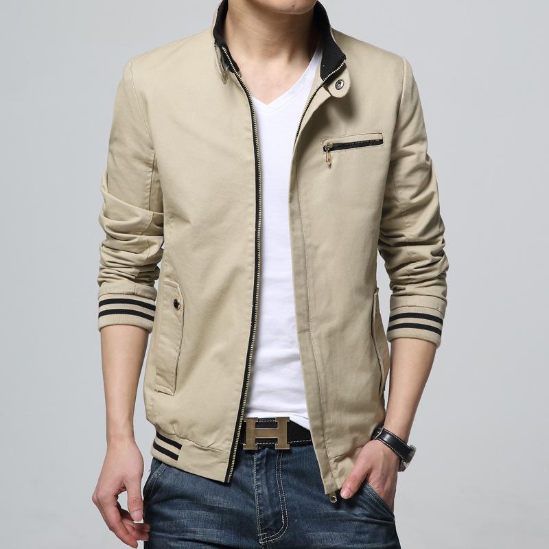 Męska Casual Tops Jacket Cotton Męska stójka Modna odzież Męska kurtka