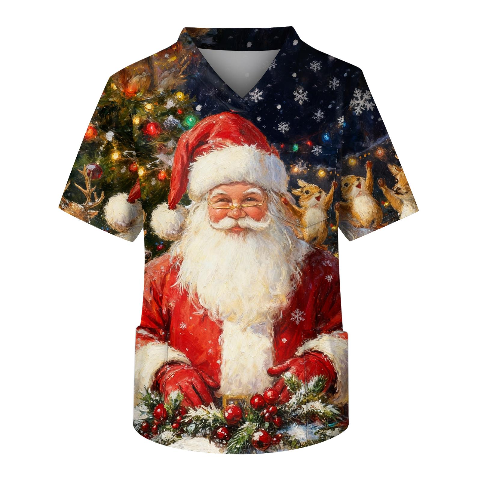 

Men s Printing Short Sleeve V-neck Working Blouse Chest Pocket Carer Top M кофейный