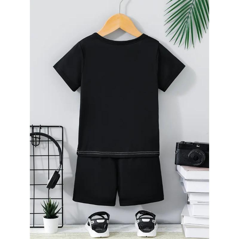 Summer Children's Boys Clothes Color Matching T-shirts and Shorts 2-piece Set Baby Girls Short-sleeved Tops and Bottoms