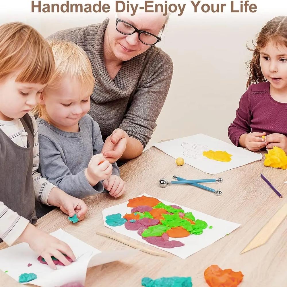 4pcs Metal Ball Sculpture Modeling Tools Double-Ended Modeling Ceramics Set Portable Clay Tools