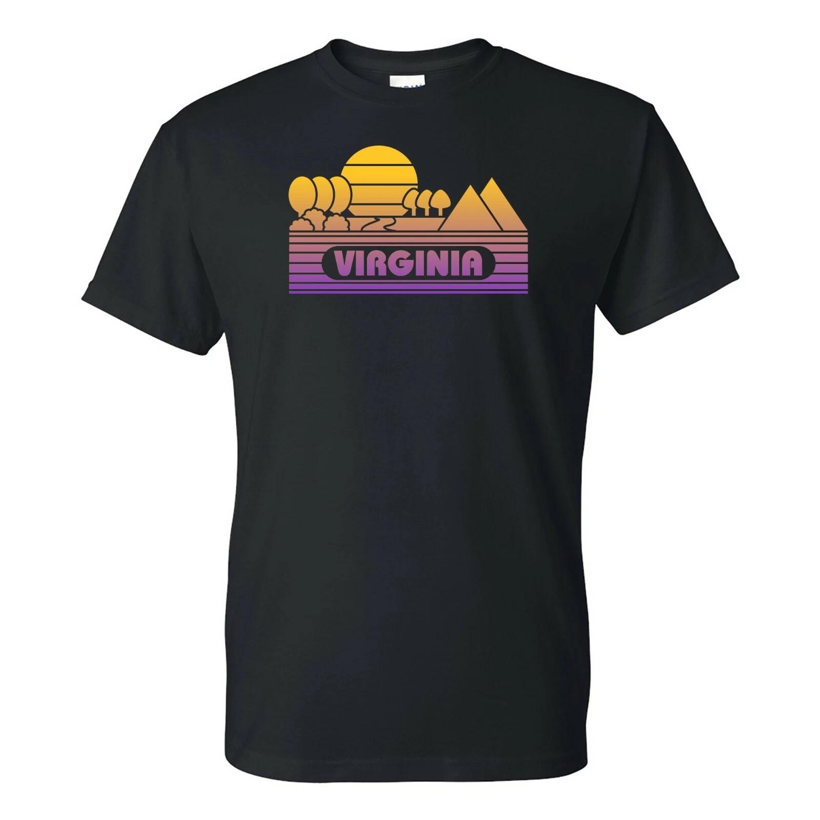 

Virginia Groovy Sunset - Landscape Vacation Home State T Shirt - Black S