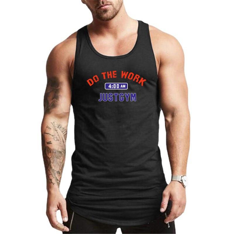 Do The Work  Summer Running Basketball Bodybuilding Fitness Cotton Breathable O-neck Printed Workout Gym Sports Mens Vest