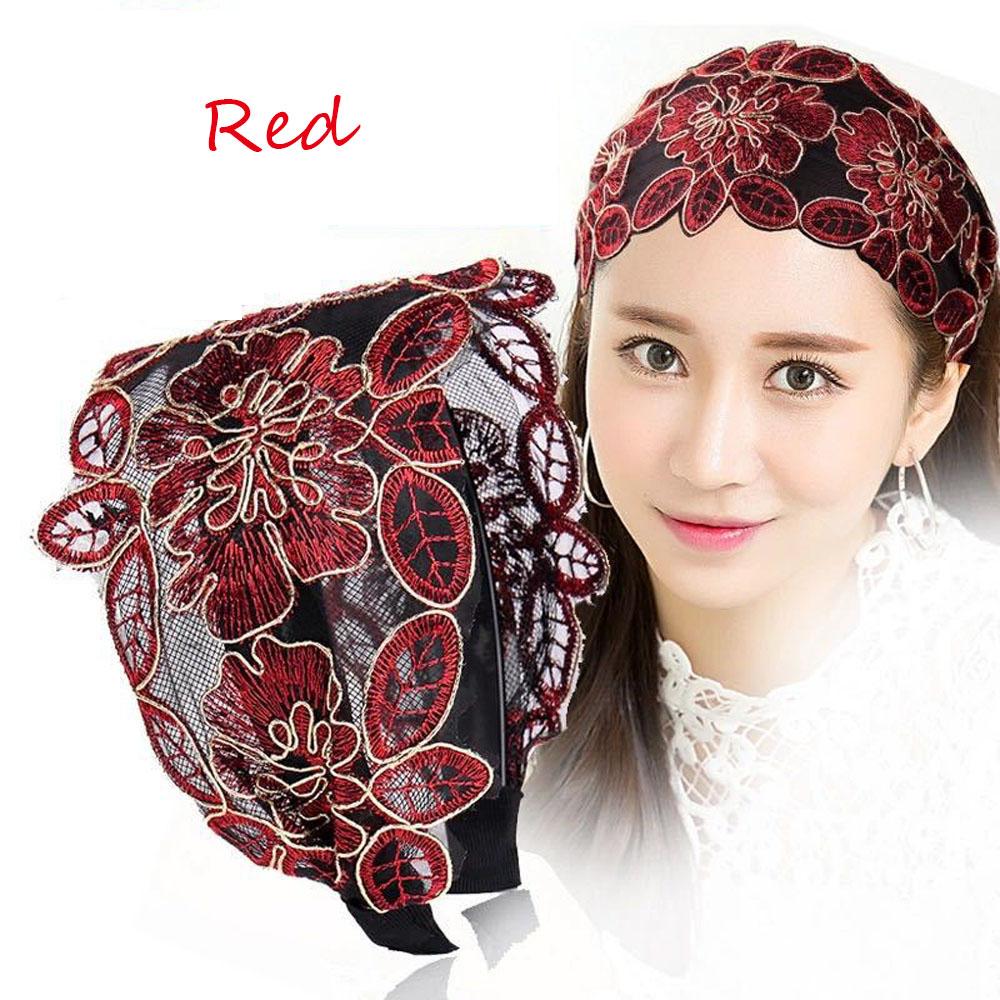 Adjustable Toothed Broadside Floral Printed Non-slip Head Hoop Hair Bands Headband Hair Accessories