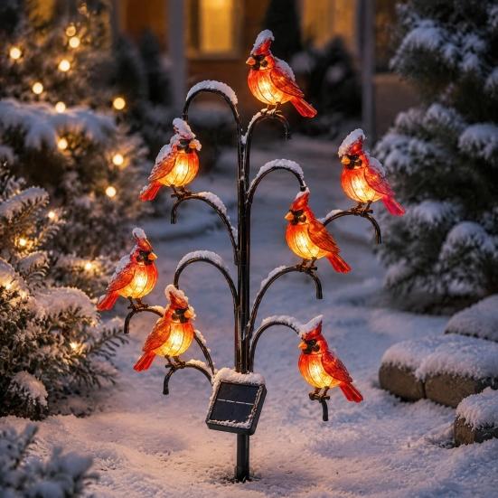 Solar Garden Bird Stakes Outdoor Pathway Light, Bird-shaped Stump Decorative Stake with Warm Powered Yard Decorations LED Lights, Waterproof