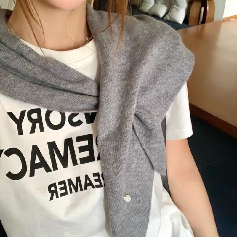 Korean Versatile Knitted Triangular Scarf Women Autumn Winter Wool Blend Solid Simple Small Shawl Female Stylish Woolen Wrap
