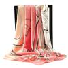 Scarves 90*90Cm Women Print Twil Hair Neck Square Silk Scarf Office Lady Shawl Bandana 90X90Cm Muslim Hijab Handkerchief Korean