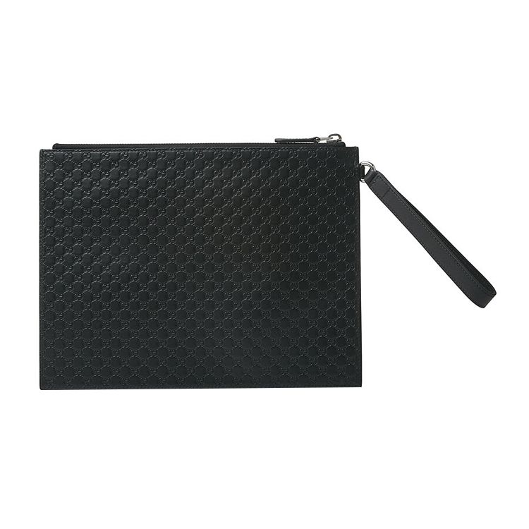Gucci Double G Series Monogram Embossed Leather Clutch Men Clutch Black 544477-BMJ1N-1000