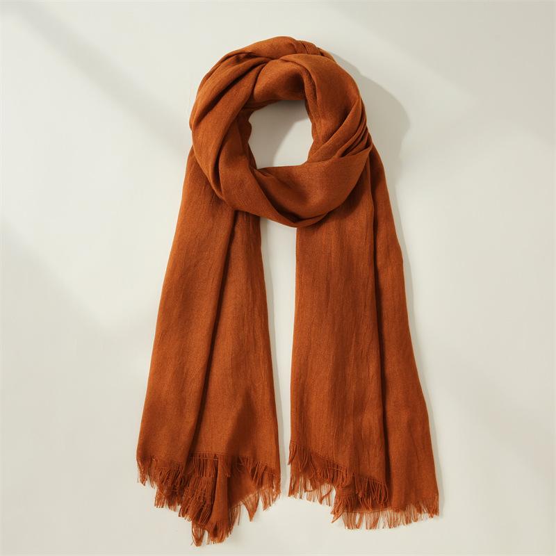 Sweet Solid Color Scarf Women's 2025 New Fashion Warm Medium and Long Decorative Wear Scarf Shawl