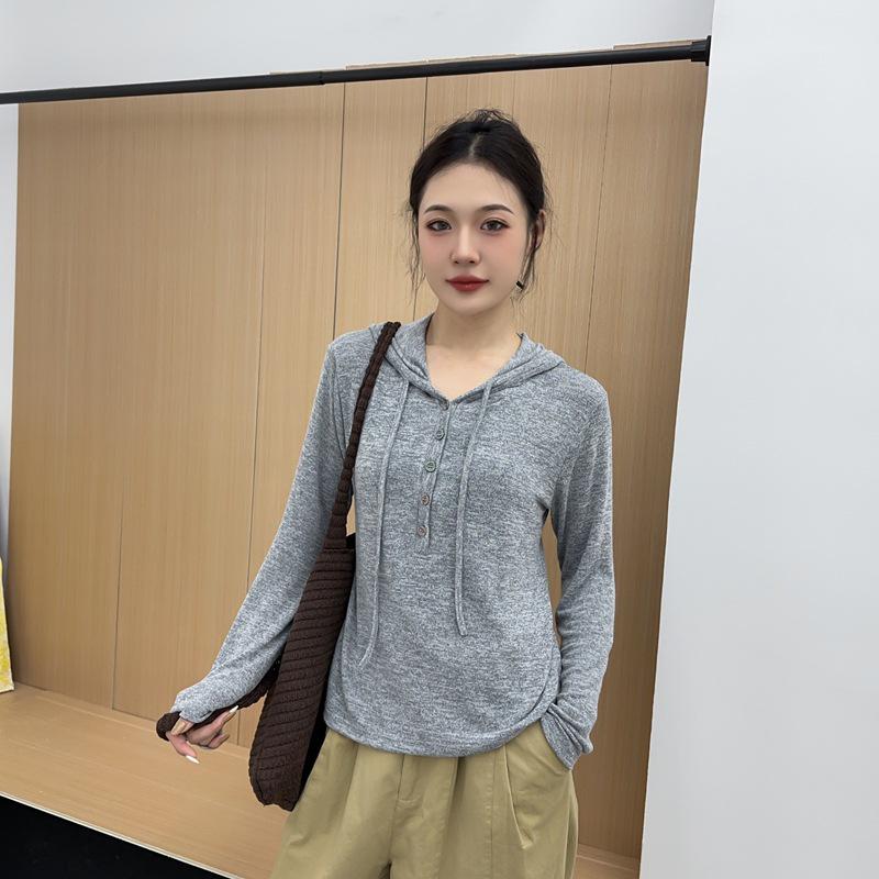 Women's Slimming High Elasticity Knitted Hoodie - Autumn/Winter Style, Warm Long Sleeve Casual Top